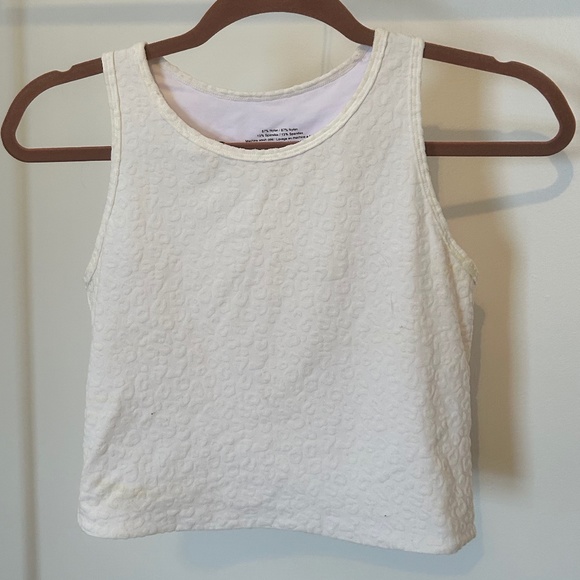 MEDIUM WHITE LEOPARD PRINTED ZYIA CROP TOP - Picture 1 of 3